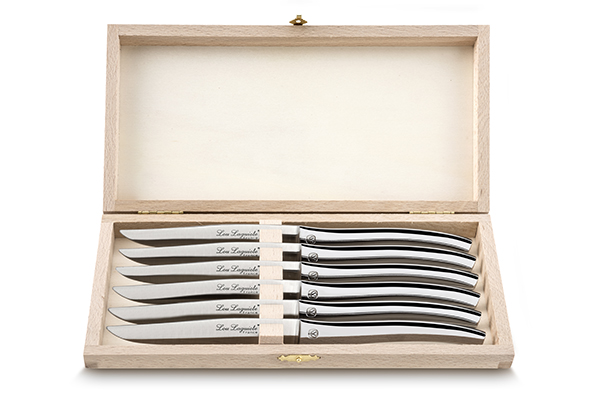 Laguiole Steakmesser Edelstahl - 6 Stck in Holzkiste